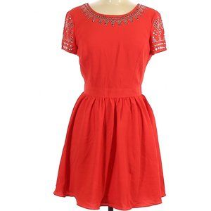 STARING AT THE STARS RED SHORT SLEEVE DRESS